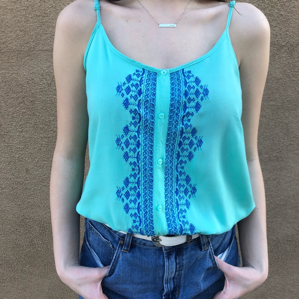 Pacsun Flowy green tank